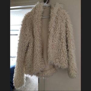 Free People furry hooded jacket size small